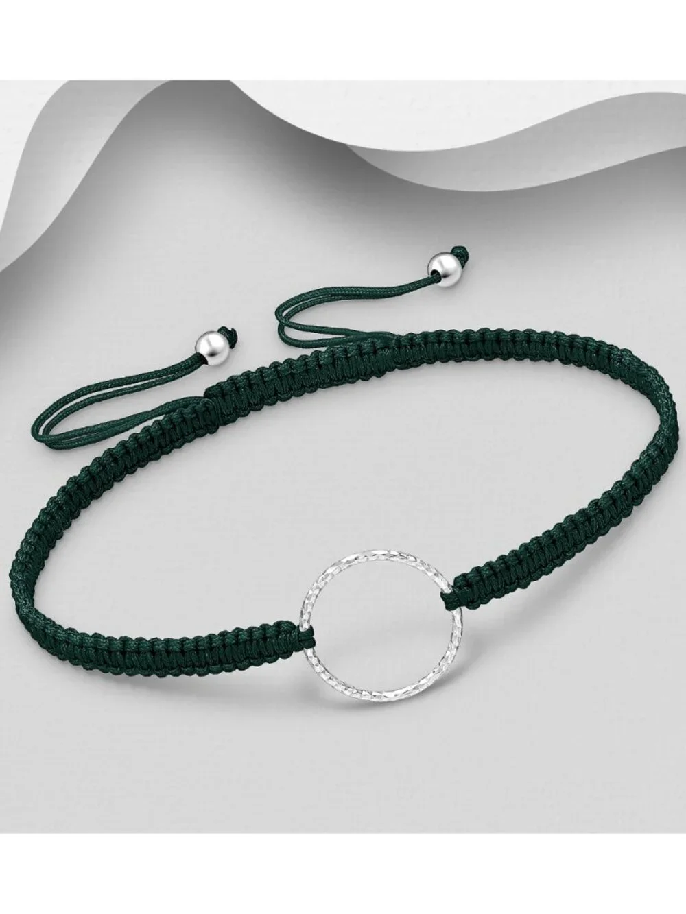 925 Sterling Silver Circle Adjustable Thread Bracelet